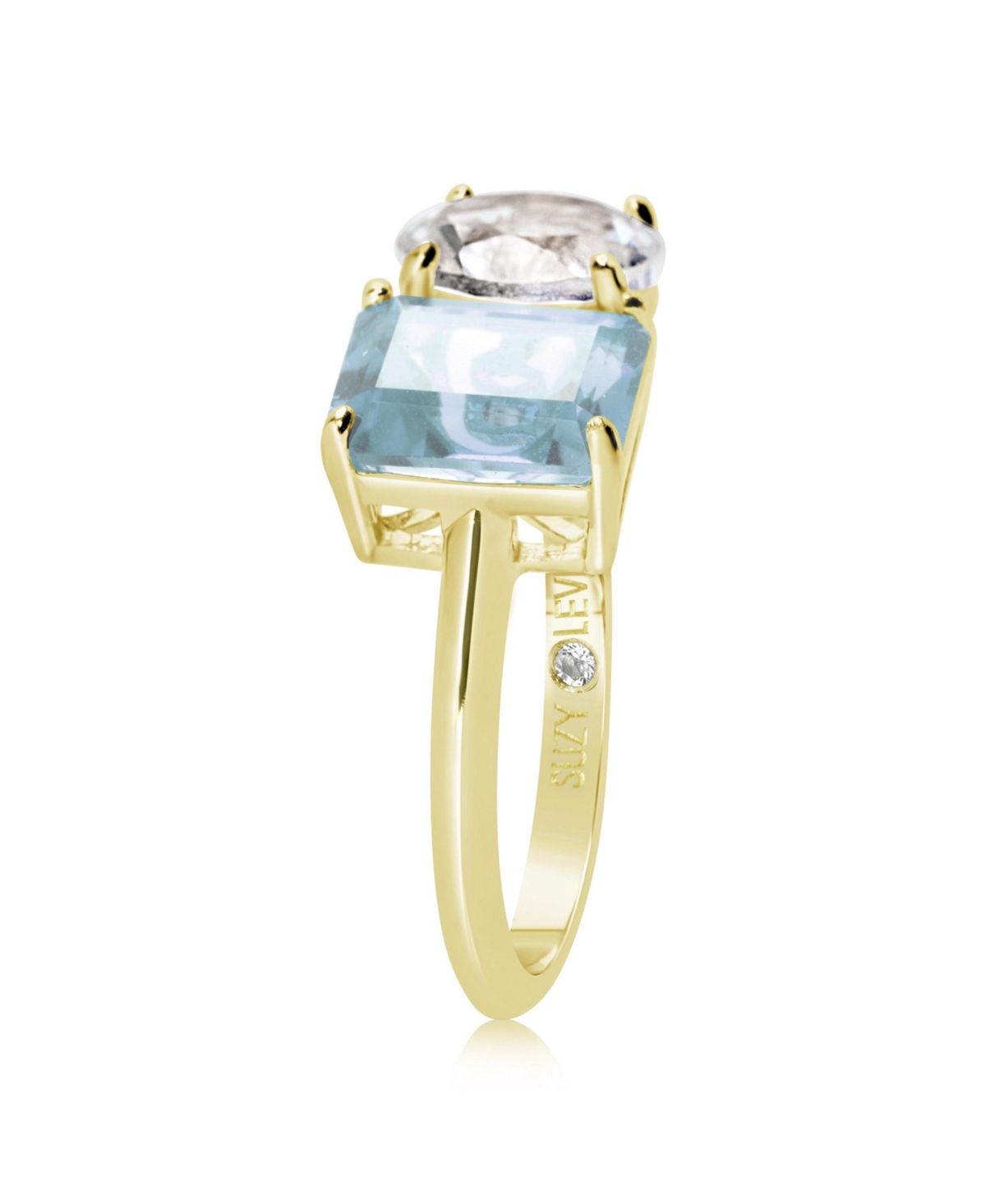 Suzy Levian Sterling Silver Gemstone Toi et Moi Two-Stone Ring