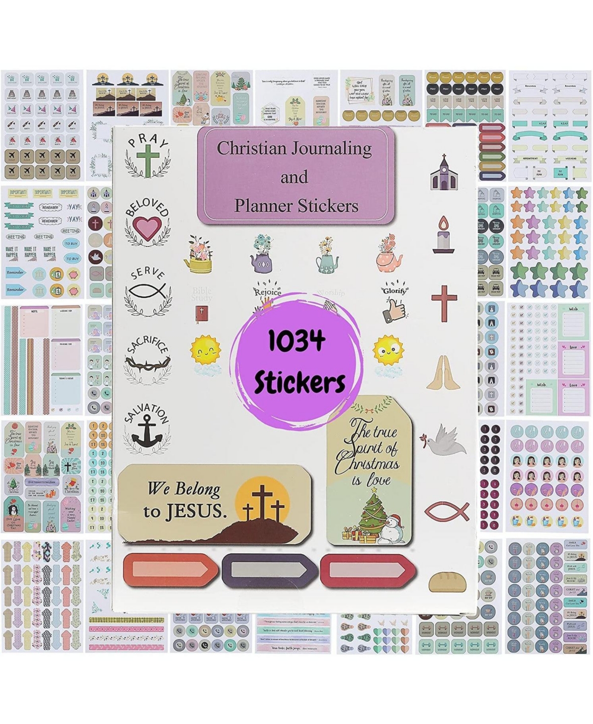 Mr. Pen Christian Journaling Stickers, 31 Sheets, 1034 Pcs, Christian