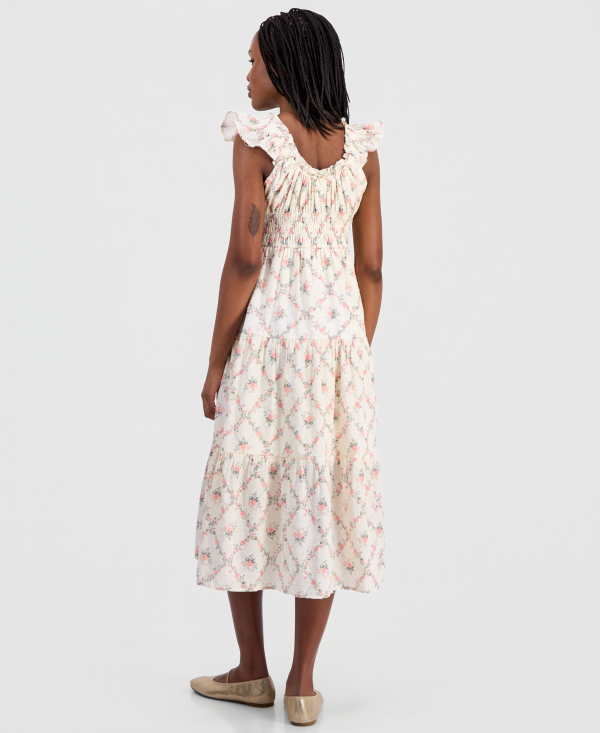 Self Esteem Juniors' Printed Cotton Tiered Midi Dress