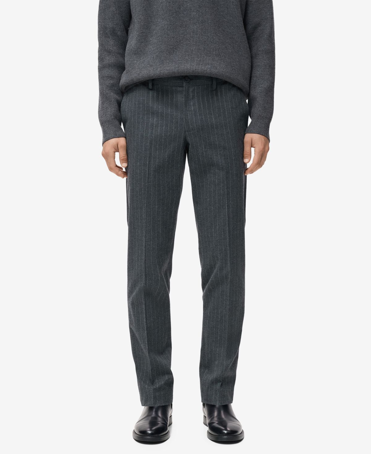 Мужские хлопчатобумажные брюки зауженного кроя в тонкую полоску