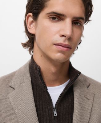 Men's Slim-Fit Micro-Houndstooth Jacket