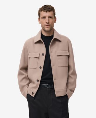 MANGO - Men's Lapel Pockets Wool Effect Jacket