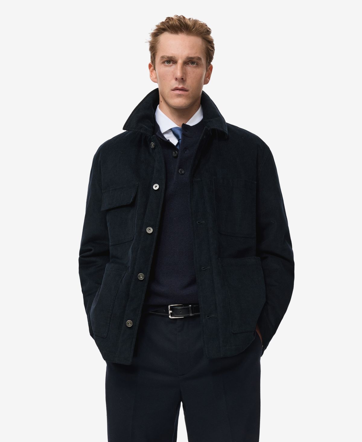 Мужской вельветовый пиджак с карманами