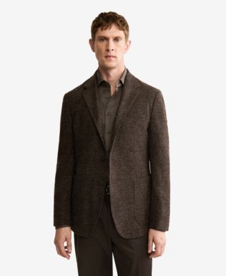 MANGO - Men's Slim-Fit Micro-Check Wool-Blend Jacket