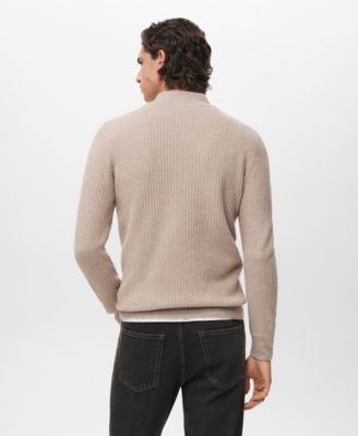 Men's Zip Neck Ribbed Sweater