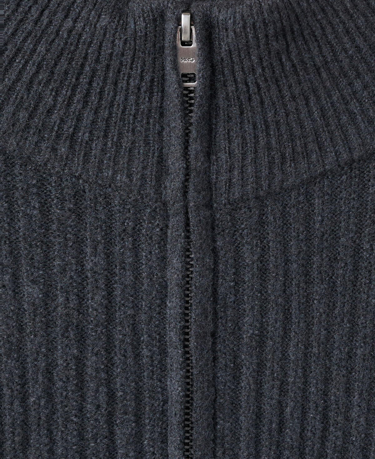 Mango Men's Zip Neck Ribbed Sweater