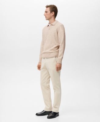 Men's Knitted Wool Blend Polo Sweater