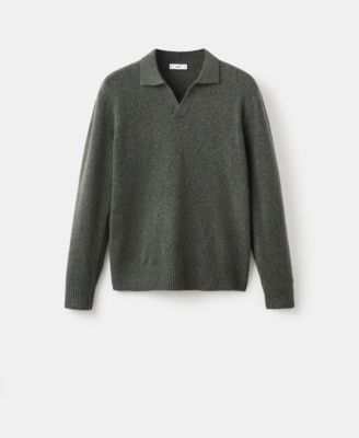 Men's Knitted Wool Blend Polo Sweater
