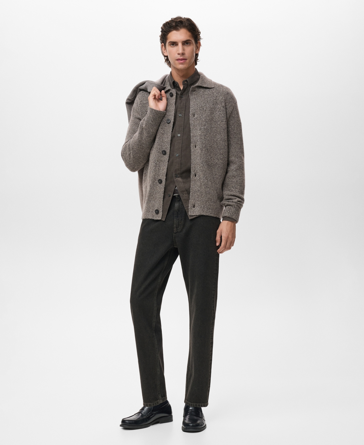 Mango Men's Knitted Wool Blend Cardigan