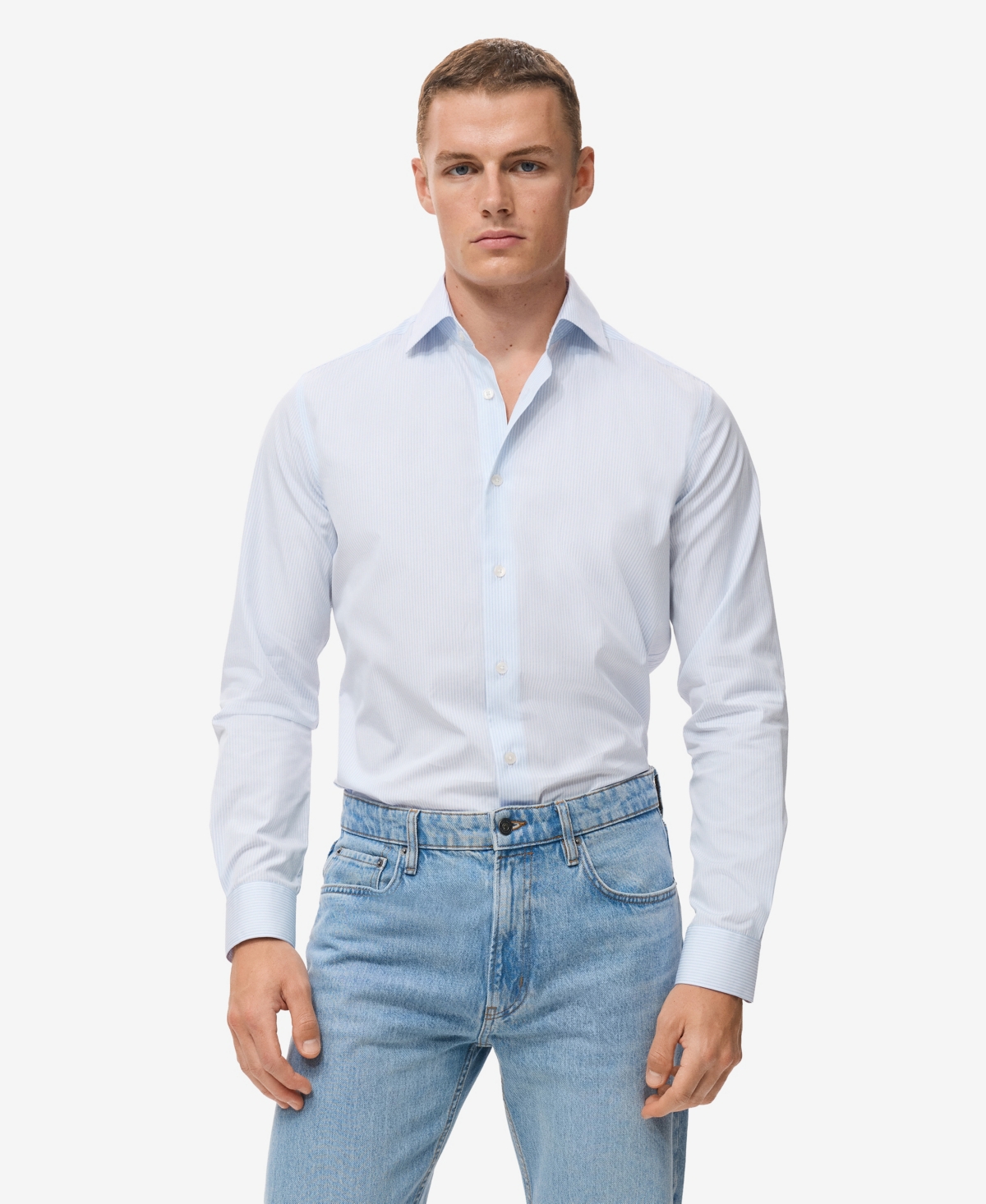 Mango Men's Cotton Striped Slim-Fit Shirt