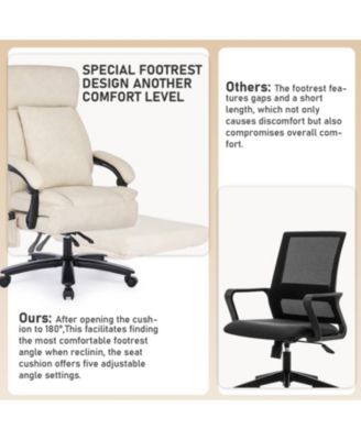 Reclining Office Chair with Massage & Footrest, PU Leather Swivel Desk Chair for Home Office or Relaxation Corner, 500 lbs