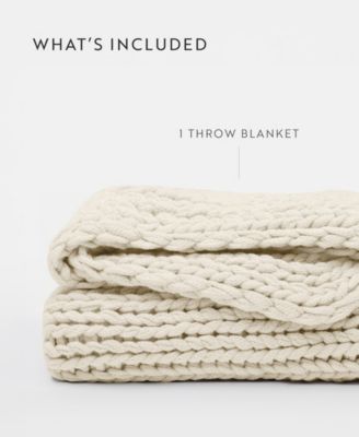 Oversized Chunky Hand-knit Throw, 59" x 47"