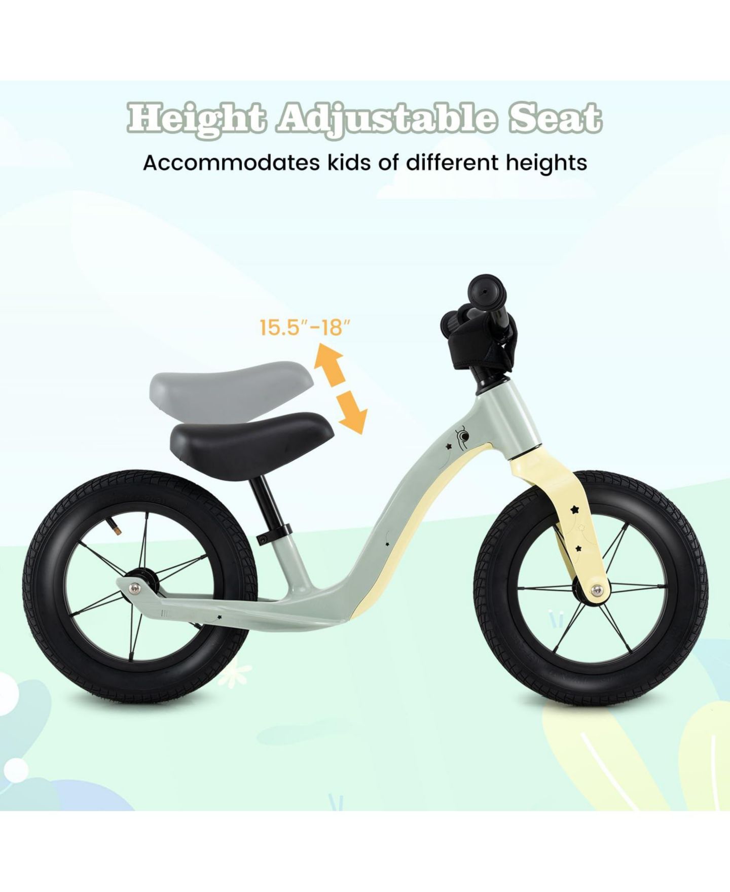 Детская игрушка Mecale 12-Inch Balance Bike with Adjustable Seat, Ages 3+, цвет: Зелёный — фото 7