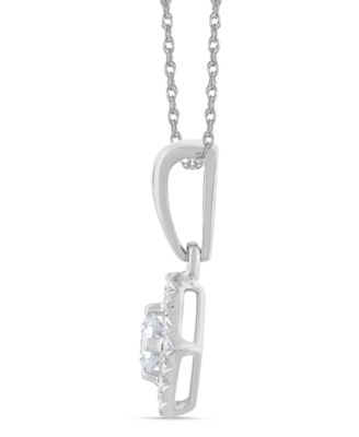 Diamond Round Shape Halo Design Pendant Necklace (1/4 ct. t.w.) in 10k White Gold
