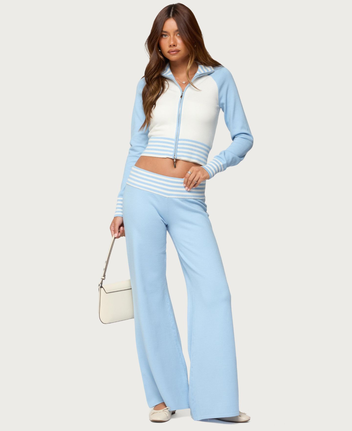 Женский кардиган Edikted Clarisse Contrast Stripey, цвет: Светлый синий — фото 5