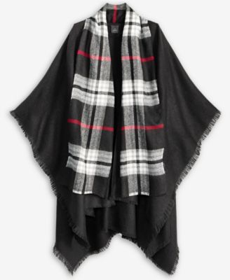 Solid Plaid Ruana Wrap