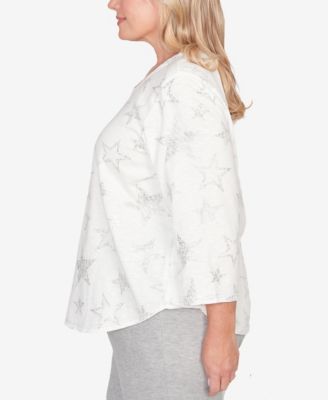 Plus Size Comfort & Joy Star Print Crew Neck Top