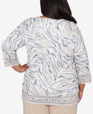 Plus Size Comfort & Joy Square Neck Animal Print Border Top