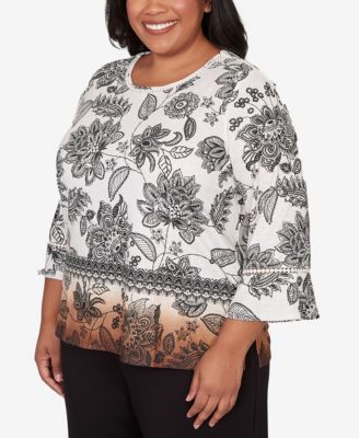 Plus Size Seville Ombre Floral Crew Neck Top