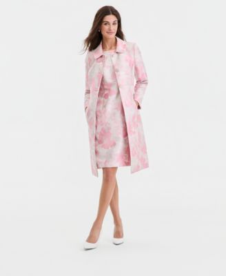 Women's Floral Jacquard Three-Button Topper & Empire-Seam Dress