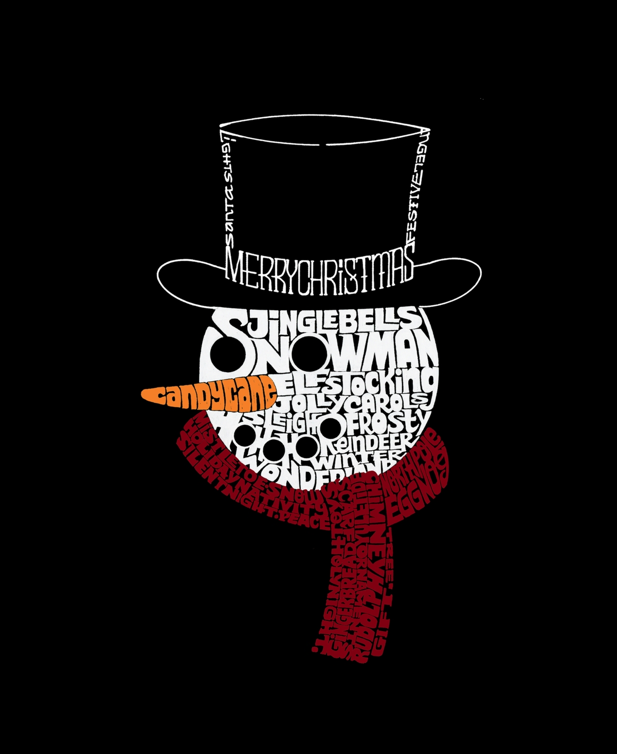 La Pop Art Women's Snowman Face Word Crewneck Sweatshirt