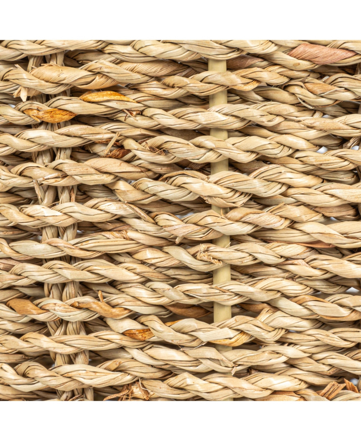 Household Essentials Woven Seagrass Wastebin with Scalloped Edge, Beige