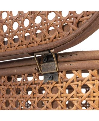 Modern Decorative Oval Woven Rattan Storage Boxes, Set of 2 Sizes, Dark Brown Finish