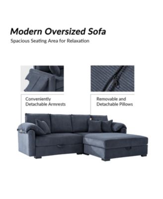 Brandee 2 - Piece Reversible Corduroy Sectional Sofa Chaise with Storage