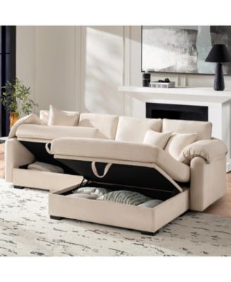 Brandee 2 - Piece Reversible Corduroy Sectional Sofa Chaise with Storage