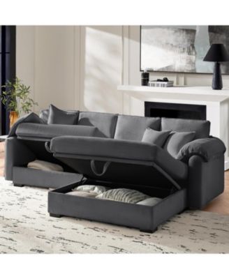 Brandee 2 - Piece Reversible Corduroy Sectional Sofa Chaise with Storage
