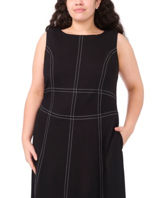 Plus Size Sleeveless Seamed Midi Dress