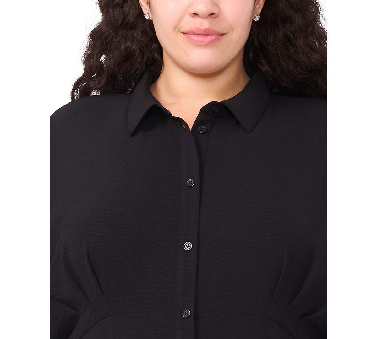 Msk Plus Button Front Collar Midi Shirtdress