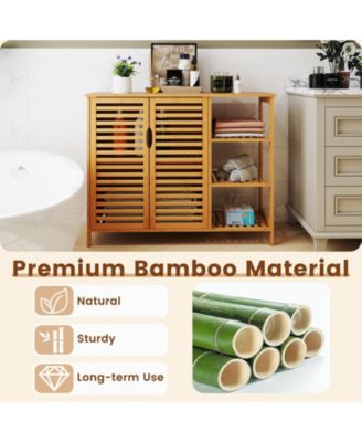 2-Door Bathroom Organizer Cabinet with Storage Shelves