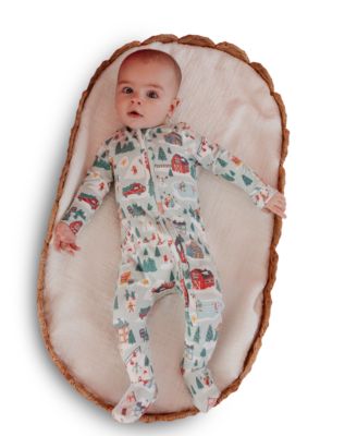 Baby Boys' or Girls' Snowy Slopes Printed Zip-Up Footed Pajamas