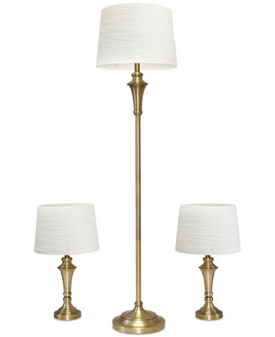Adesso 3-Pc. Antique Brass Finish Lamp Set