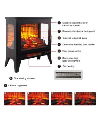 21 inchThree-sided Freestanding Electric Fireplace Stove heater with 3D Flame effect with remote control