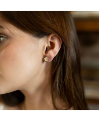 Enamel Daisy Stud Sterling Silver Earrings