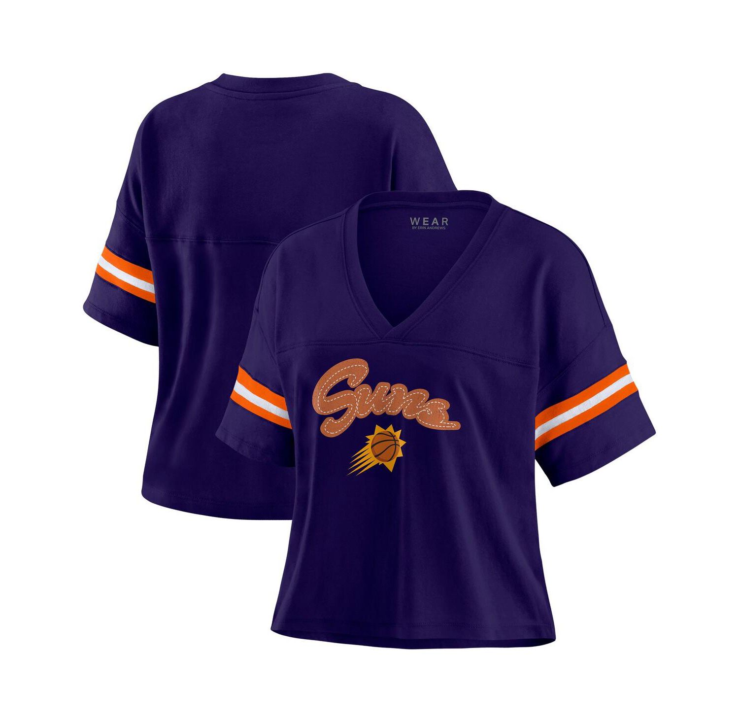 Women's Purple Phoenix Suns Plus Size Color Block Boxy V-Neck T-Shirt