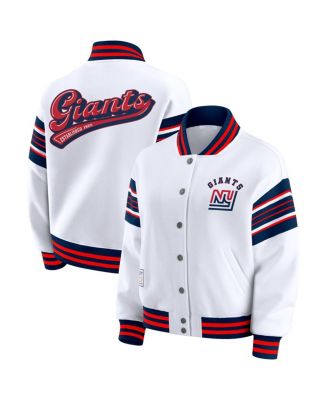 Women's White New York Giants Full-Snap Fleece Sweatshirt Jacket