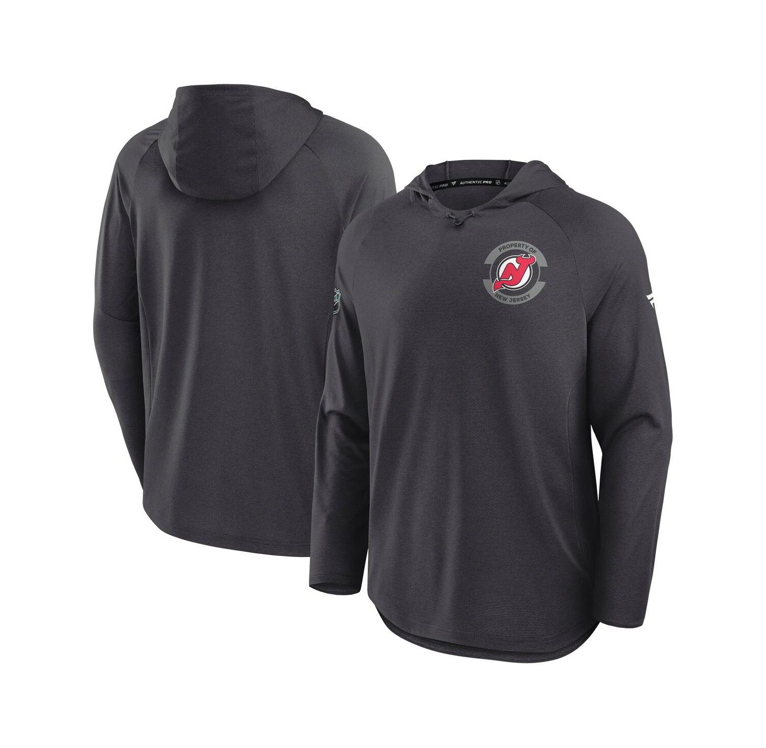 Men's Charcoal New Jersey Devils Authentic Pro Rink Raglan Hoodie