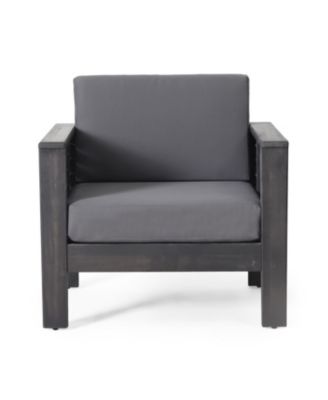 Streamdale Acacia Wood Club Chairs With Cushions, Dark Gray