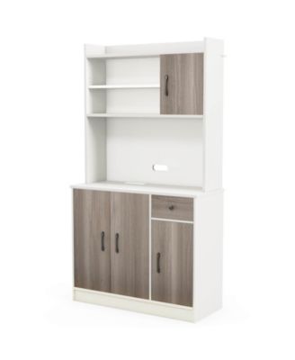 4-Door 71'' Kitchen Buffet Pantry Storage Cabinet w/Hutch Adjustable Shelf