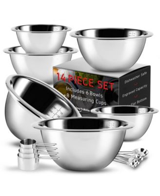 Stainless Steel 14-Pc. Mixing Bowls and Measuring Cups Set