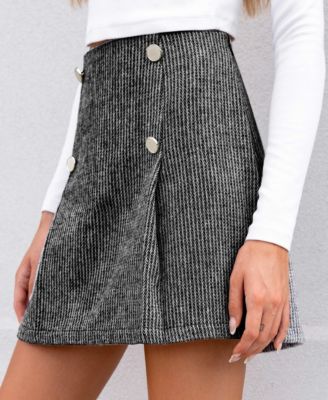 Women's Light Grey Pleated Mini Skirt