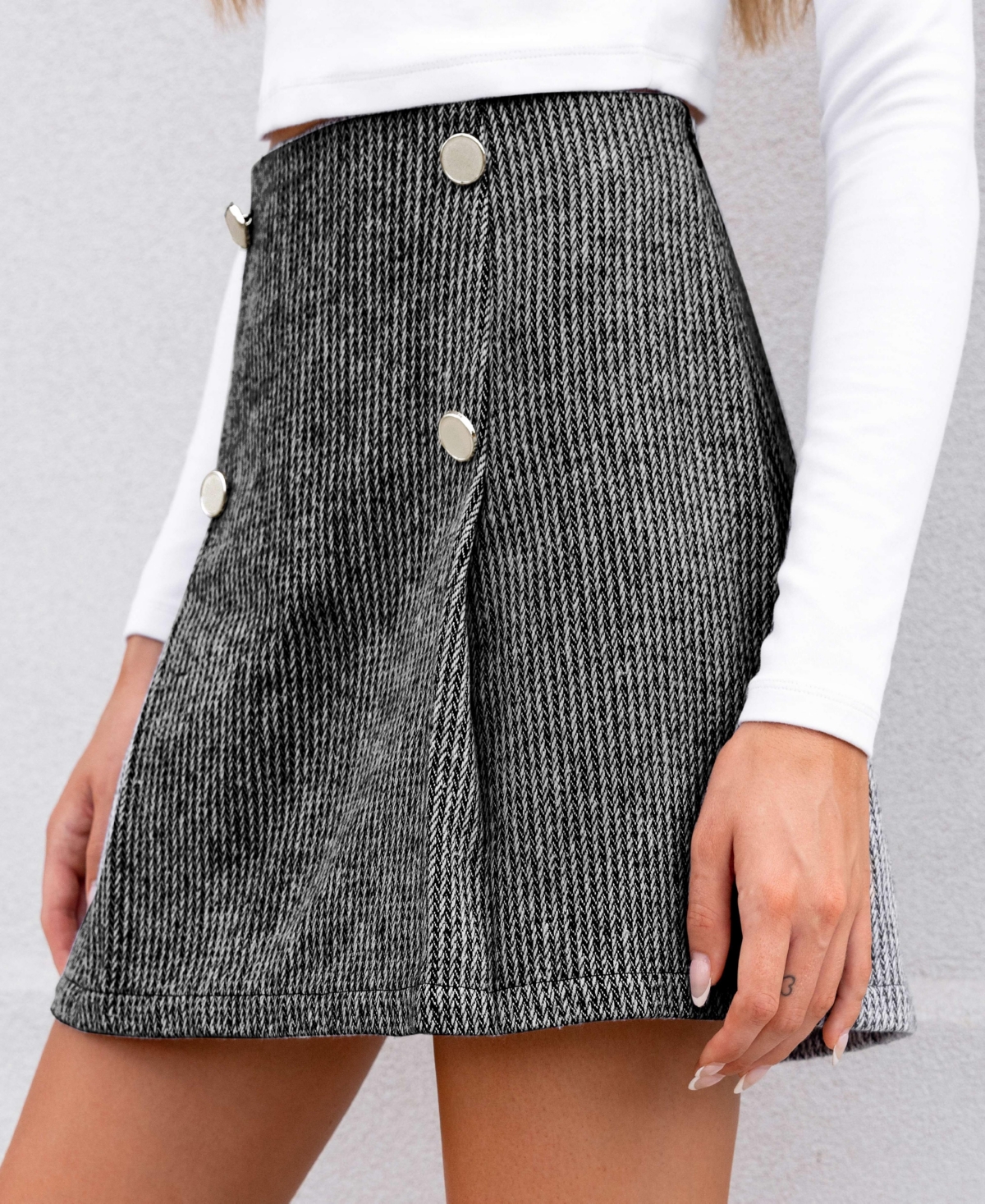 Cupshe Women's Light Grey Pleated Mini Skirt
