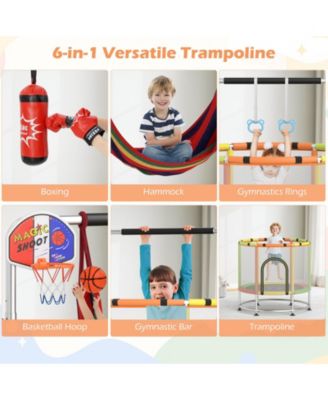 6-in-1 Kids Trampoline Combo 55'' Toddler Play Activity Center w/Hammock