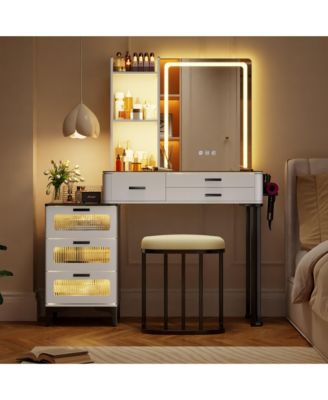 RGB Lighted Vanity Set with Mirror & Wireless Charging Station