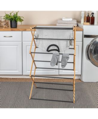 Bamboo Folding Clothes Drying Rack, Black