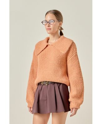 Women's Collared Rib Chunky Sweater