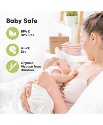 Maternity 14pk Organic Nursing Pads, Washable Breast Pads + Wash Bag, Reusable Nipple Pads